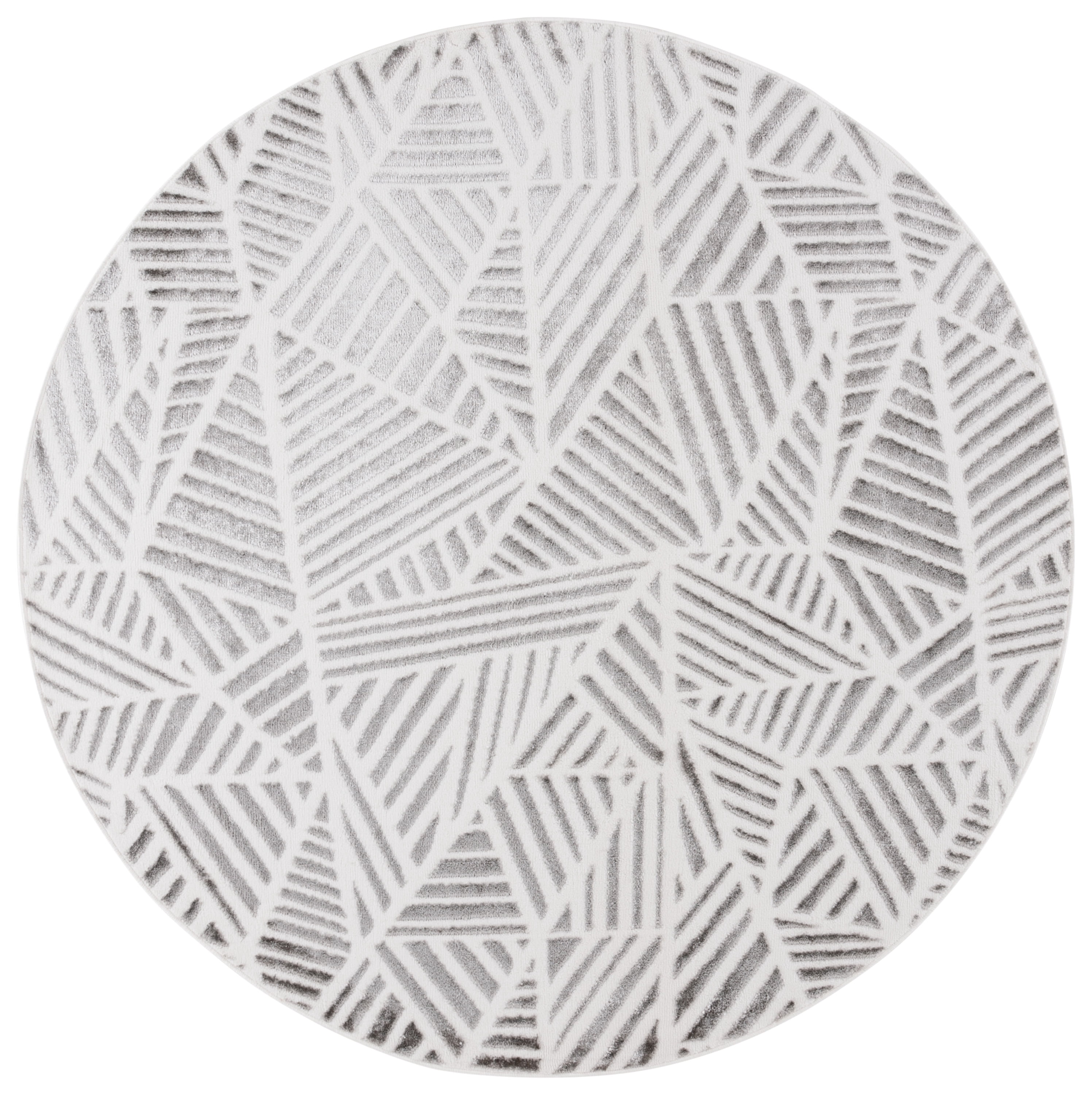 SAFAVIEH Maya Vaughn Geometric Area Rug, Ivory/Grey, 6'7" x 6'7" Round