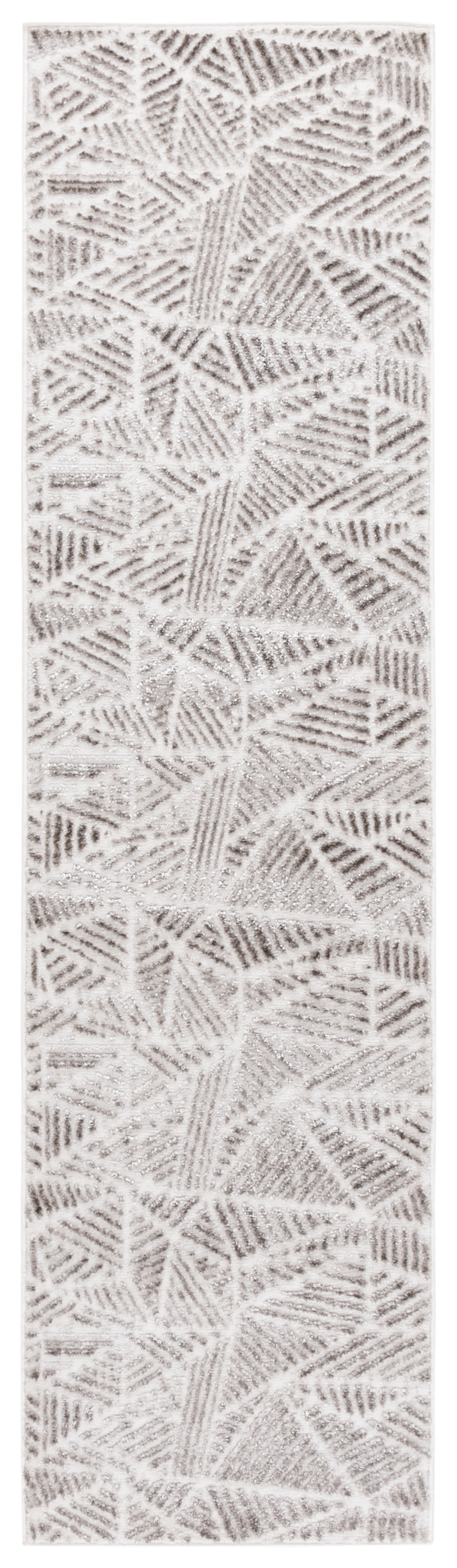 SAFAVIEH Maya Vaughn Geometric Runner Rug, Ivory/Grey, 2' x 8'