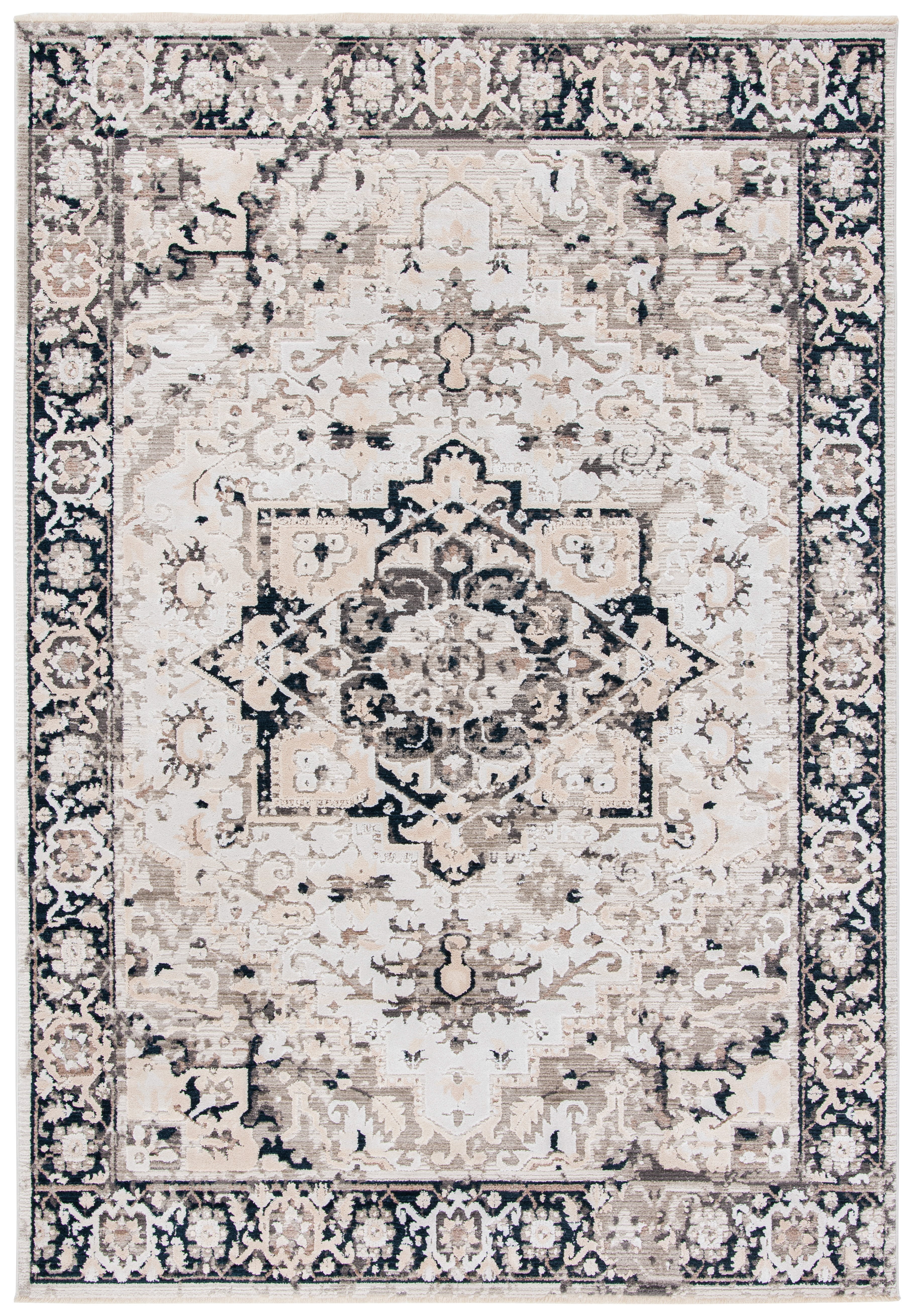 Gray Hand-Knotted Square Synthetic Area Rug