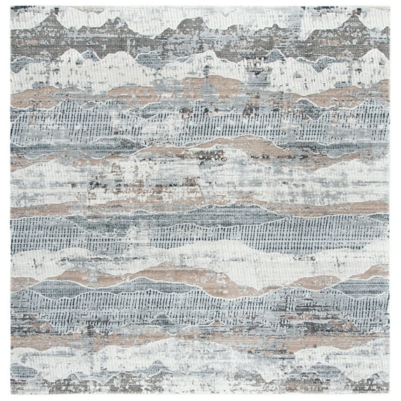 SAFAVIEH Mayflower Chase Abstract Area Rug, Blue/Ivory, 6'7" x 6'7" Square