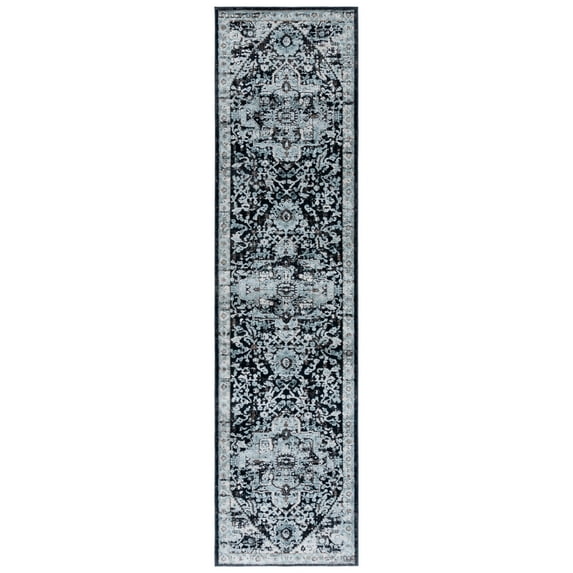 SAFAVIEH Mayflower Talbot Medallion Runner Rug, Blue/Ivory, 2'2" x 9'
