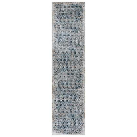 SAFAVIEH Mayflower Huntington Diamond Runner Rug, Ivory/Blue, 2'2" x 9'
