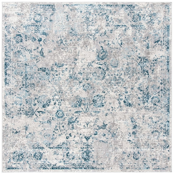 SAFAVIEH Meadow Adrian Medallion Area Rug, Grey/Blue, 6'7" x 6'7" Square