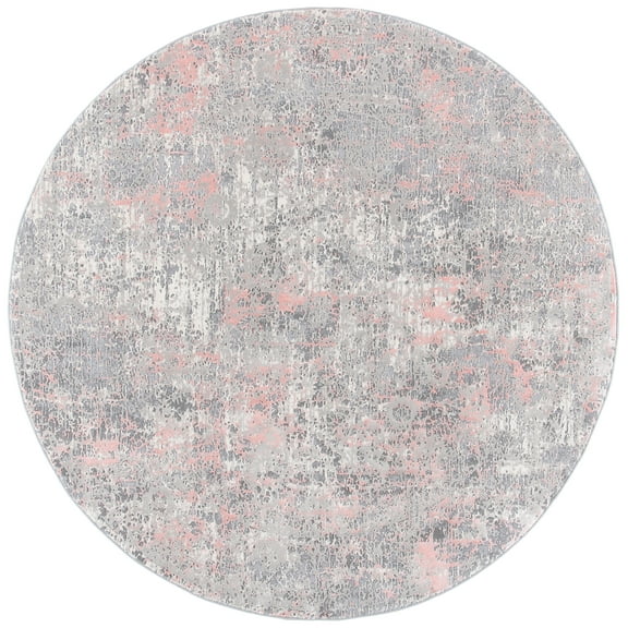 SAFAVIEH Meadow Adrian Medallion Area Rug, Grey/Pink, 6'7" x 6'7" Round