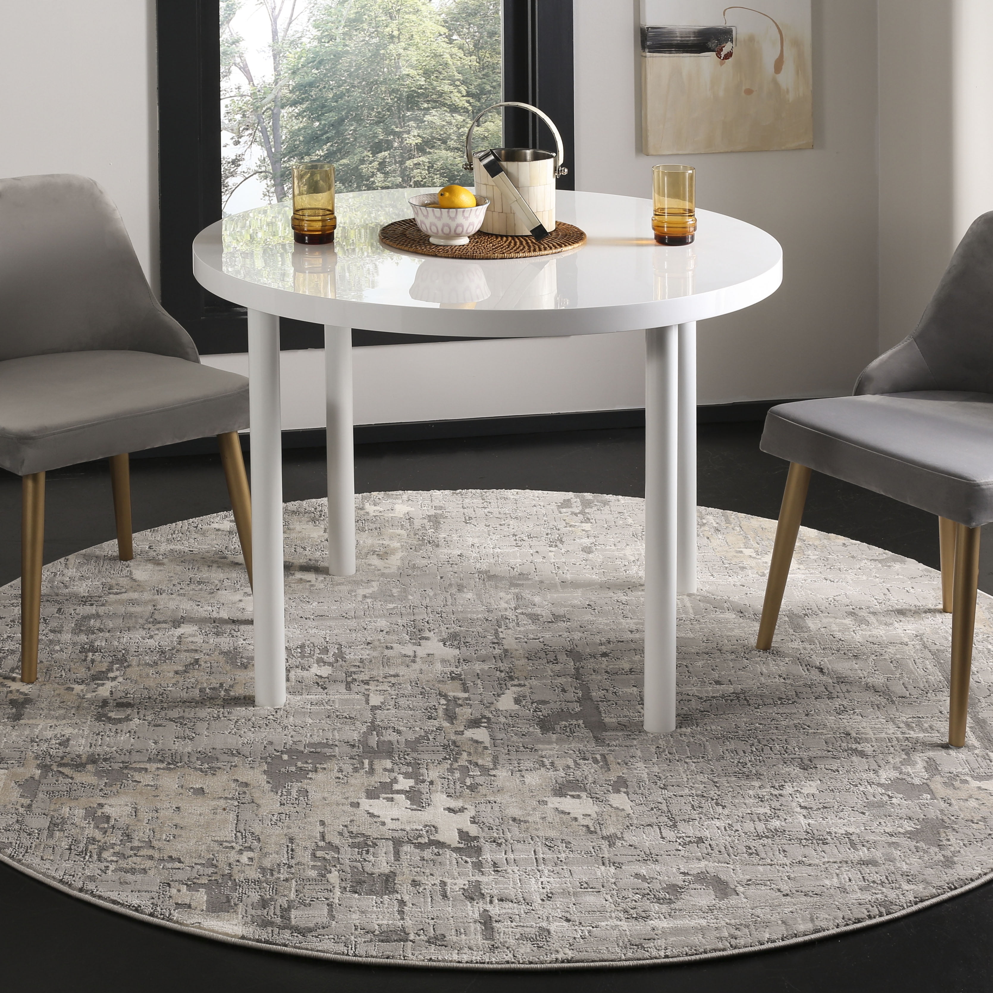 Safavieh Meadow Bairre Abstract Area Rug, Gray, 5' x 5' Round