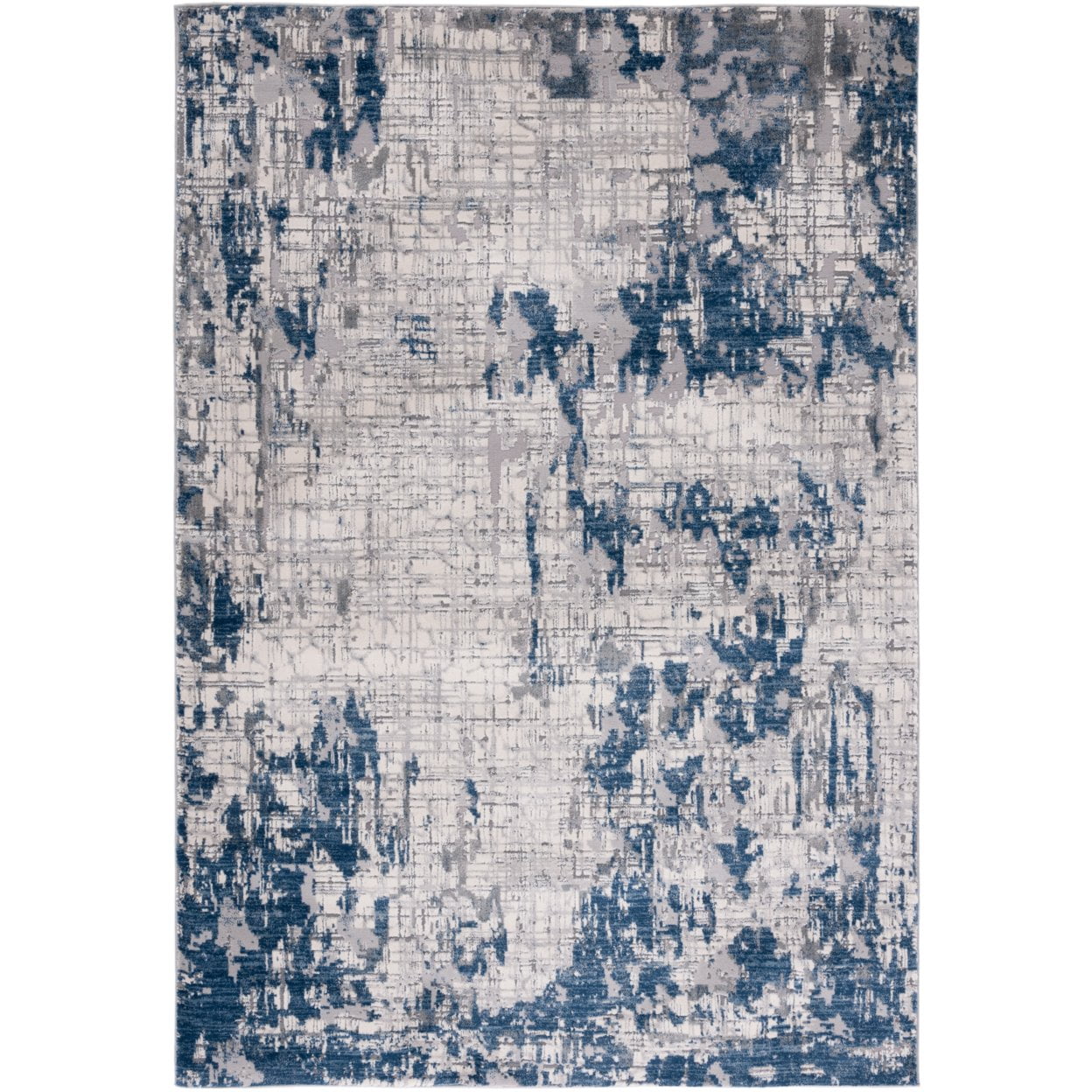 Blue and Gray Abstract Synthetic 9' x 12' Area Rug