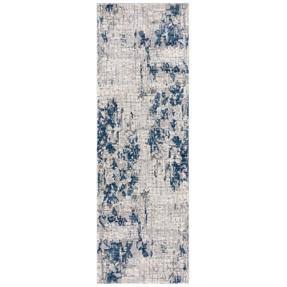 SAFAVIEH Meadow Bairre Abstract Runner Rug, Ivory Grey/Blue, 2'7" x 8'