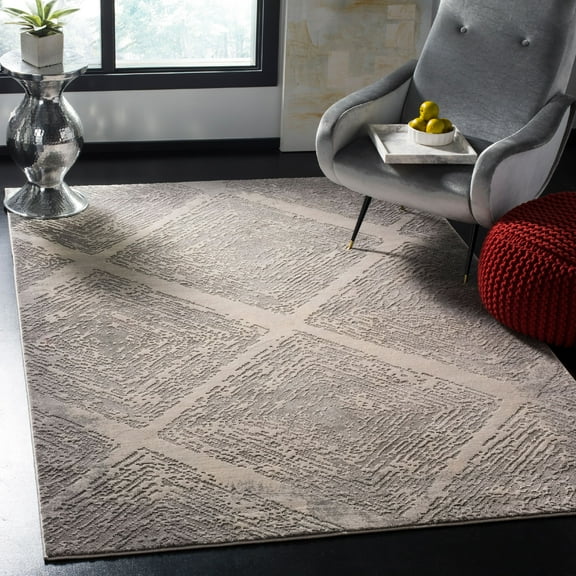 SAFAVIEH Meadow Branden Geometric Diamonds Area Rug, Taupe, 5'3" x 7'6"