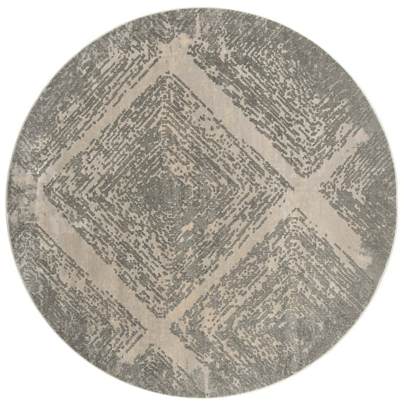 SAFAVIEH Meadow Branden Geometric Diamonds Area Rug, Taupe, 6'7" x 6'7" Round