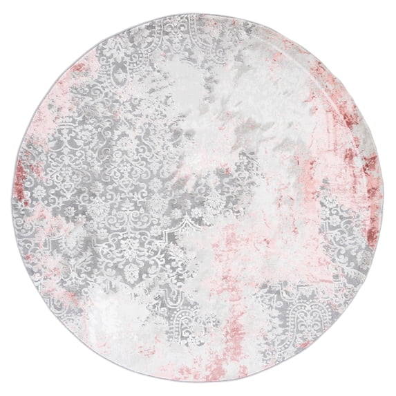 SAFAVIEH Meadow Derbhile Medallion Area Rug, Light Grey/Pink, 3' x 3' Round