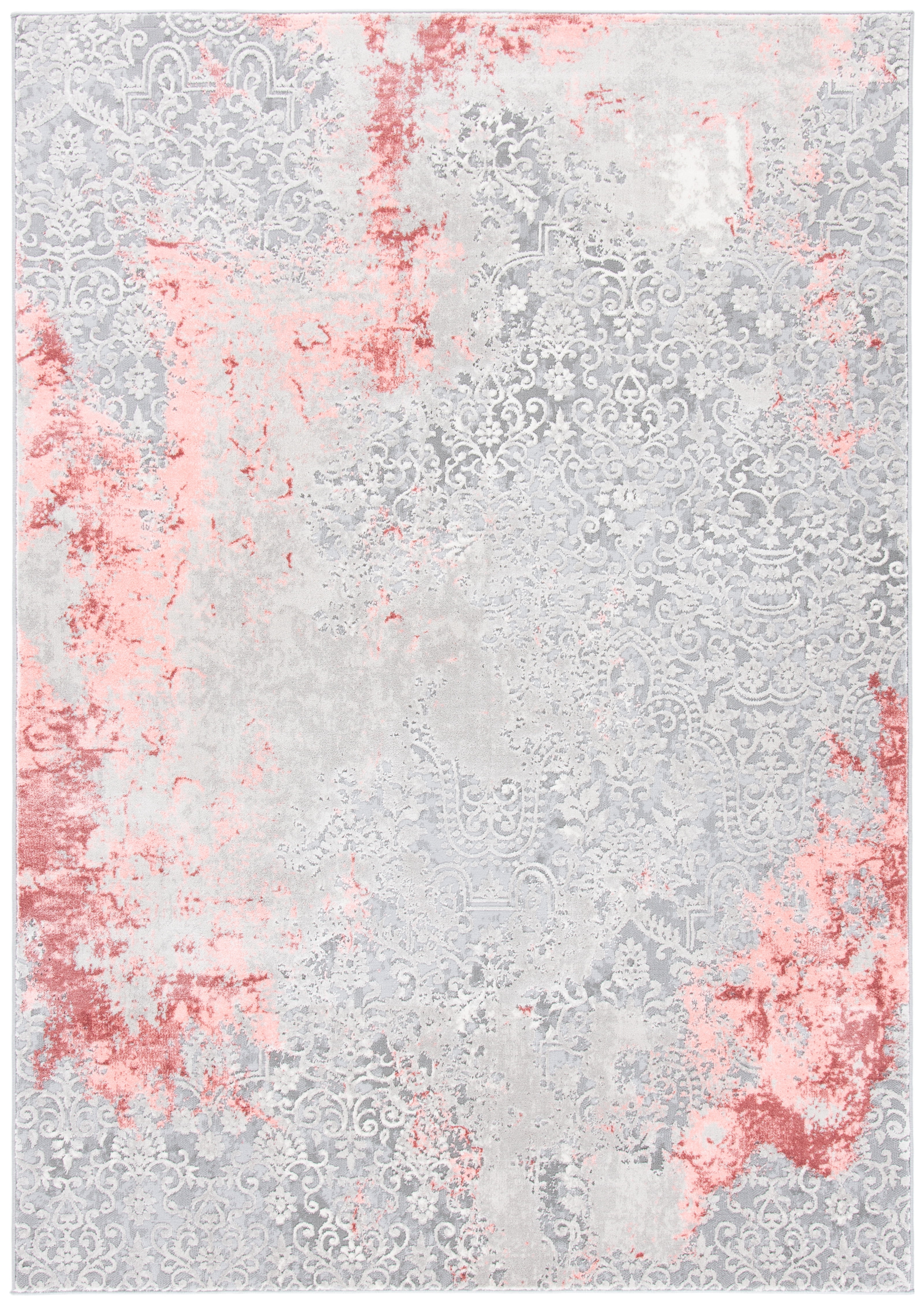 SAFAVIEH Meadow Derbhile Medallion Area Rug, Light Grey/Pink, 4' x 6'