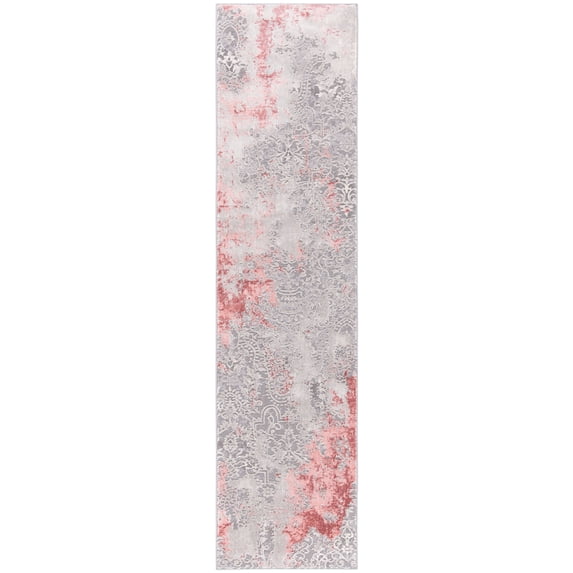 SAFAVIEH Meadow Derbhile Medallion Runner Rug, Light Grey/Pink, 2' x 5'