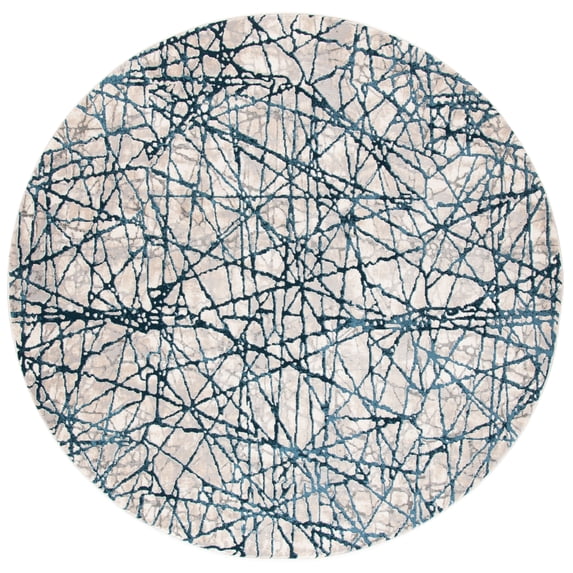 SAFAVIEH Meadow Emily Abstract Area Rug, Navy/Ivory, 6'7" x 6'7" Round