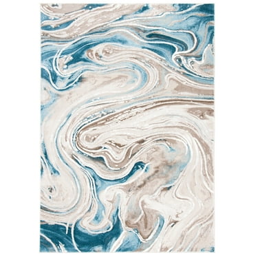 SAFAVIEH Meadow Felicity Wavy Marble Area Rug, Beige/Blue, 8' x 10'