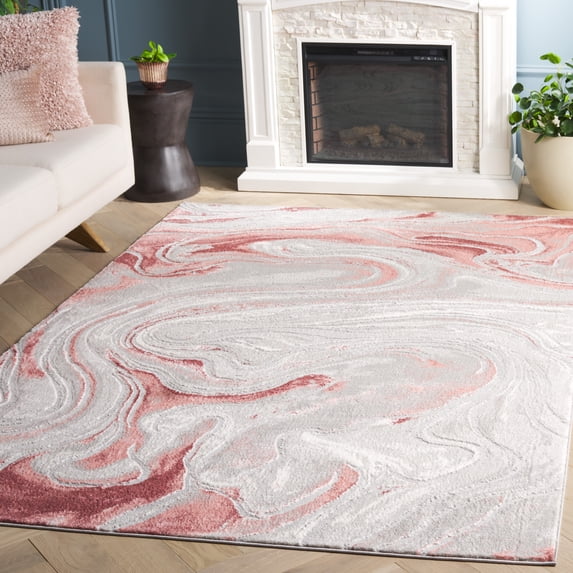 Safavieh Meadow Felicity Abstract Area Rug, Light Gray/Pink, 4' x 6'
