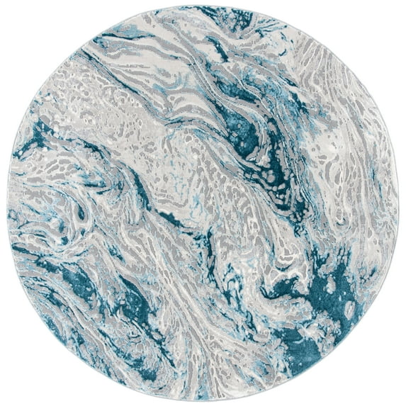 SAFAVIEH Meadow Giovanni Abstract Area Rug, Grey/Blue, 6'7" x 6'7" Round