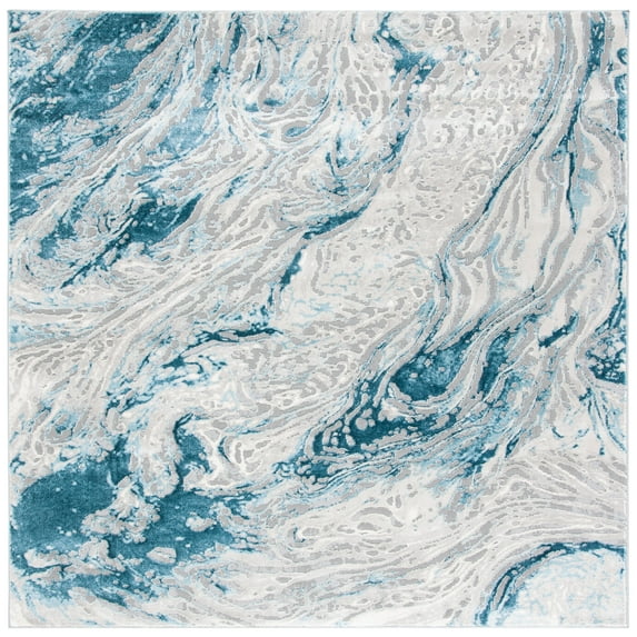 SAFAVIEH Meadow Giovanni Abstract Area Rug, Grey/Blue, 6'7" x 6'7" Square