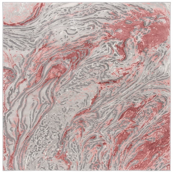 SAFAVIEH Meadow Giovanni Abstract Area Rug, Grey/Pink, 6'7" x 6'7" Square