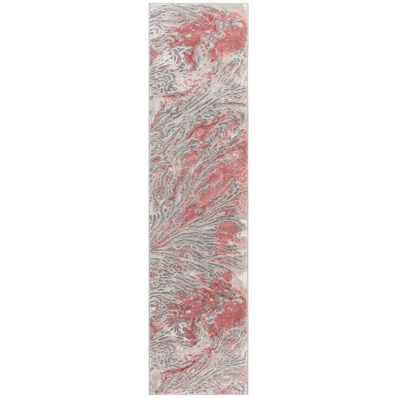 SAFAVIEH Meadow Giovanni Abstract Runner Rug, Grey/Pink, 2' x 8'