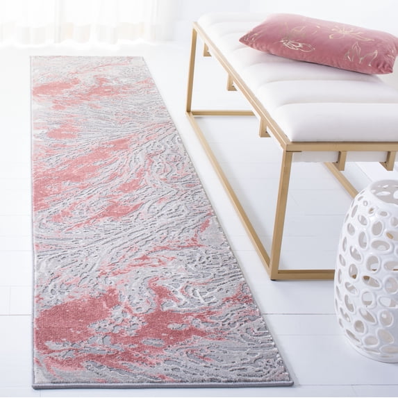 Safavieh Meadow Giovanni Abstract Runner Rug, Gray/Pink, 2' x 8'