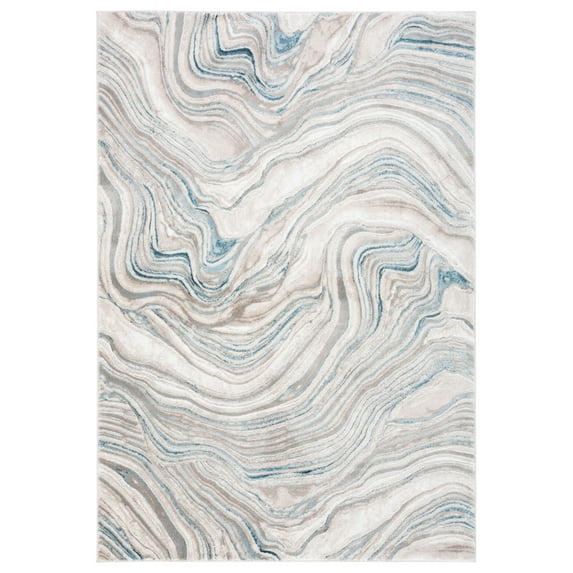 SAFAVIEH Meadow Joey Wavy Marble Area Rug, Beige/Blue, 5'3" x 7'6"