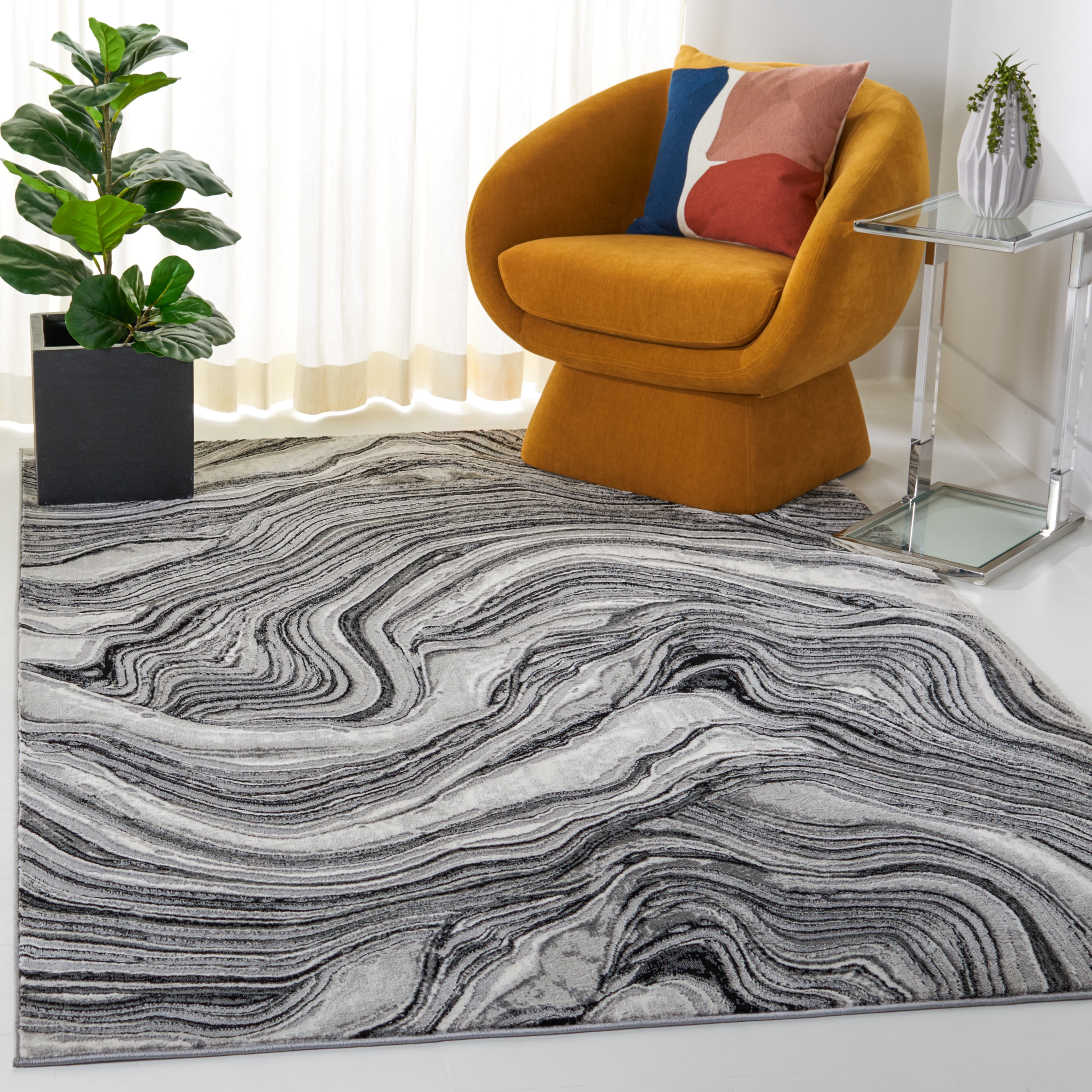 Safavieh Meadow Joey Abstract Area Rug, Black/Gray, 4' x 6'
