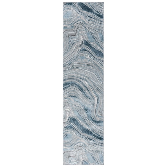 SAFAVIEH Meadow Joey Abstract Runner Rug, Blue/Grey, 2' x 5'