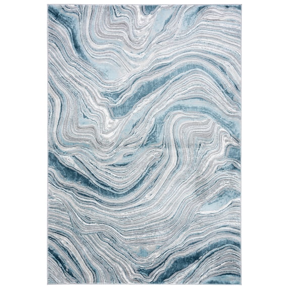 SAFAVIEH Meadow Joey Wavy Marble Area Rug, Blue/Grey, 5'3" x 7'6"