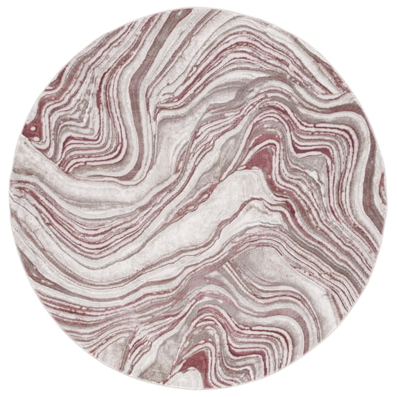SAFAVIEH Meadow Joey Wavy Marble Area Rug, Pink/Beige, 6'7" x 6'7" Round