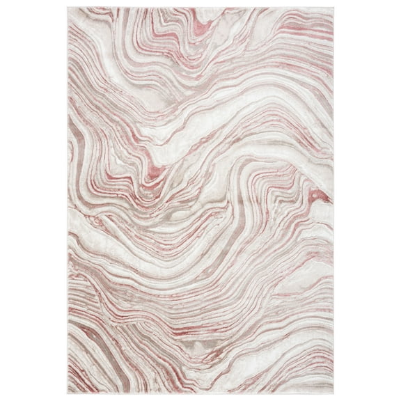 SAFAVIEH Meadow Joey Wavy Marble Area Rug, Pink/Beige, 9' x 12'