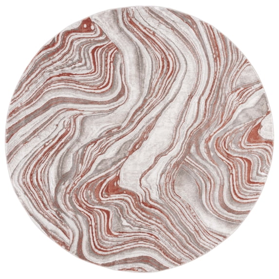 SAFAVIEH Meadow Joey Wavy Marble Area Rug, Rust/Ivory, 6'7" x 6'7" Round
