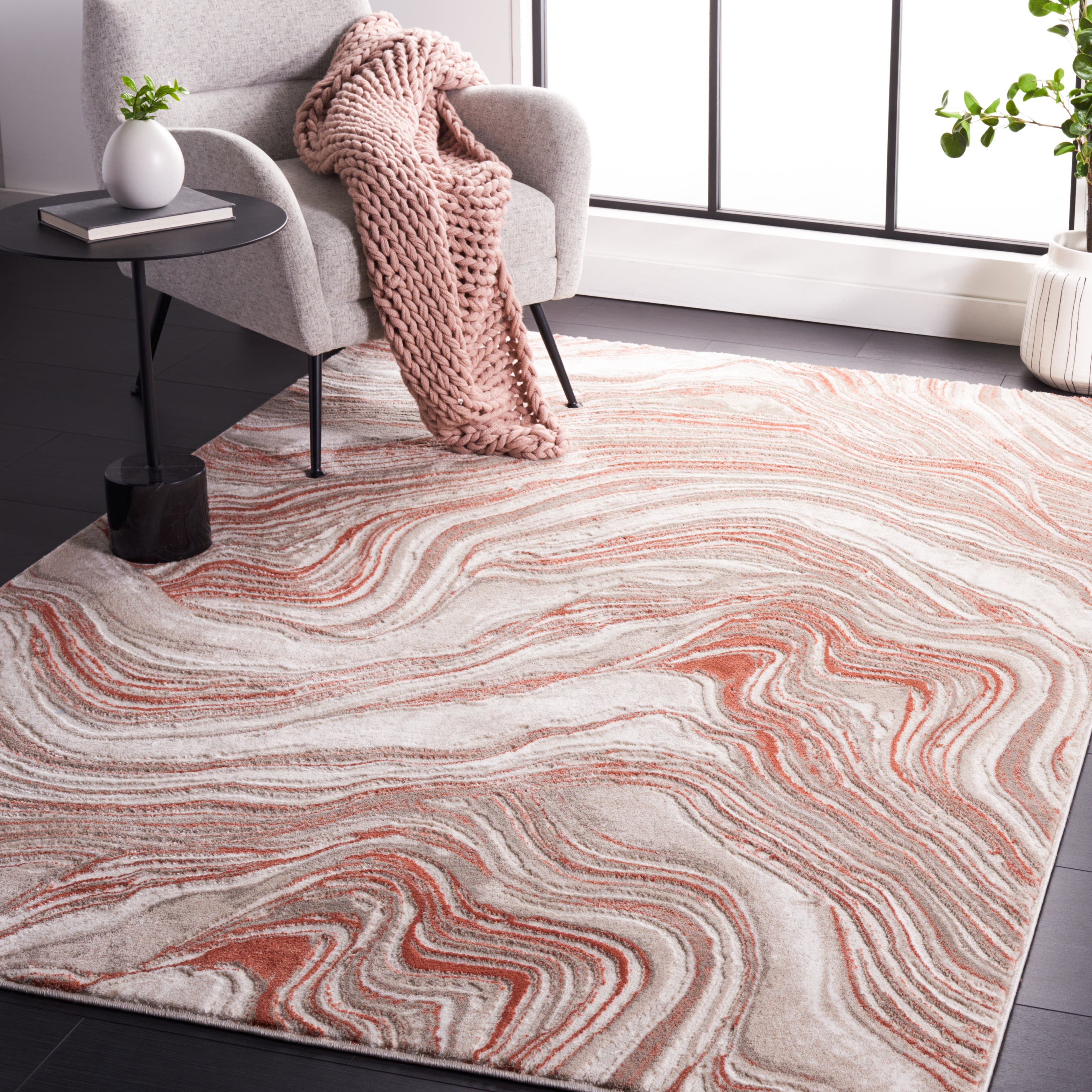 Safavieh Meadow Joey Abstract Area Rug, Rust/Ivory, 8' x 10'