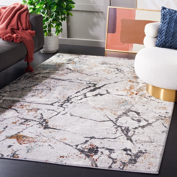 Safavieh Meadow Moema Distressed Area Rug, Light Gray/Black, 4' x 6'