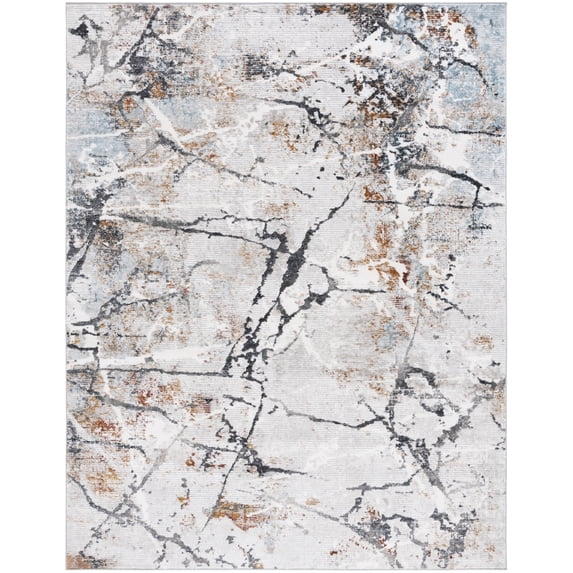 SAFAVIEH Meadow Moema Distressed Area Rug, Light Grey/Black, 8' x 10'