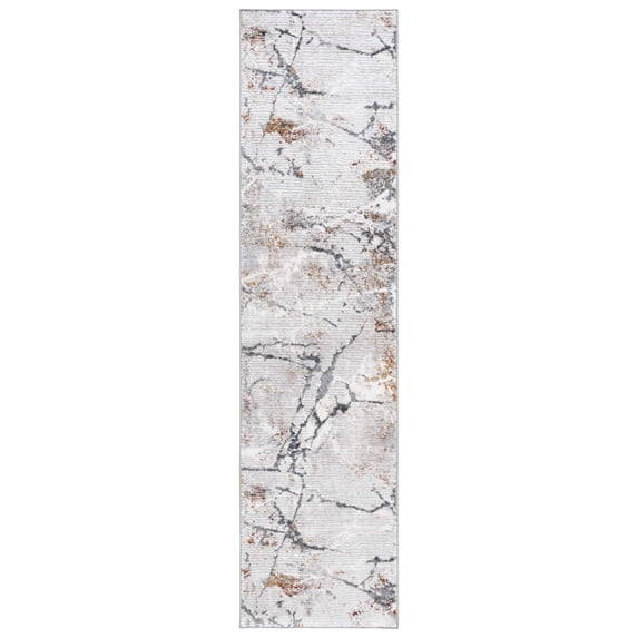 SAFAVIEH Meadow Moema Distressed Runner Rug, Light Grey/Black, 2' x 8'