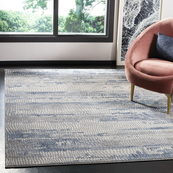 SAFAVIEH Meadow Naples Abstract Area Rug, Grey/Navy, 6'7" x 9'