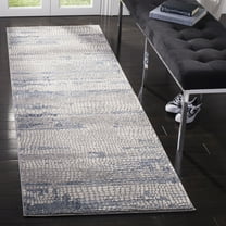 SAFAVIEH Meadow Naples Abstract Runner Rug, Grey/Navy, 2'7" x 8'