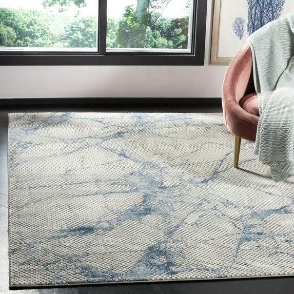 SAFAVIEH Meadow Nikeisha Abstract Area Rug, Navy/Ivory, 5'3" x 7'6"