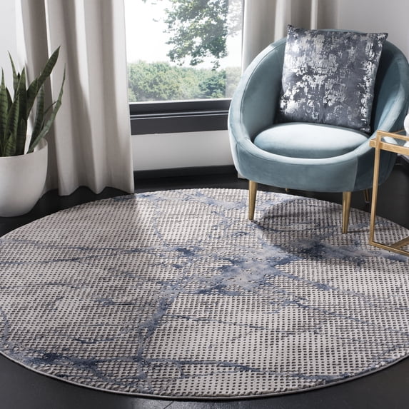 Safavieh Meadow Nikeisha Abstract Area Rug, Navy/Ivory, 6'7" x 6'7" Round