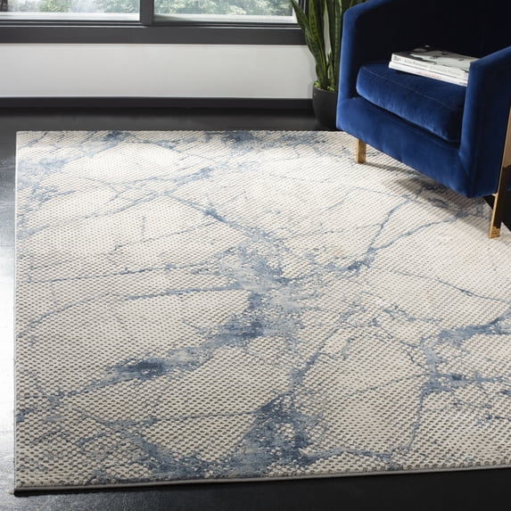 SAFAVIEH Meadow Nikeisha Abstract Area Rug, Navy/Ivory, 6'7" x 6'7" Square