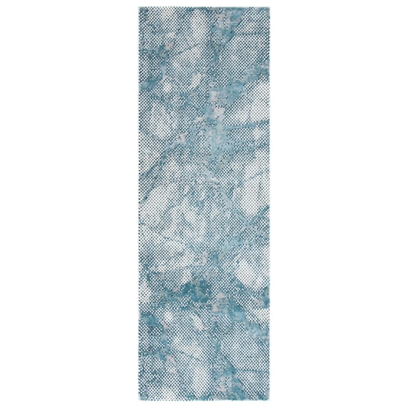 SAFAVIEH Meadow Nikeisha Abstract Runner Rug, Turquoise/Ivory, 2'7" x 8'