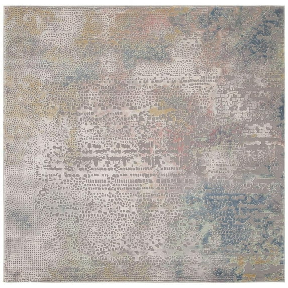 SAFAVIEH Meadow Rebeca Abstract Area Rug, Grey/Gold, 6'7" x 6'7" Square