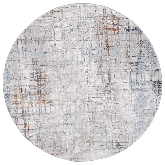 SAFAVIEH Meadow Roger Distressed Area Rug, Grey/Blue, 6'7" x 6'7" Round