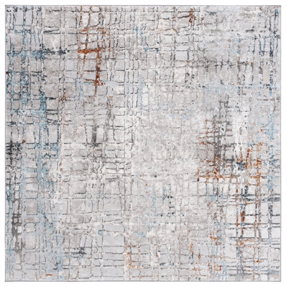 SAFAVIEH Meadow Roger Distressed Area Rug, Grey/Blue, 6'7" x 6'7" Square