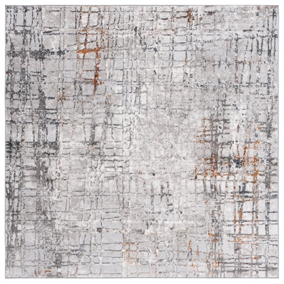 SAFAVIEH Meadow Roger Distressed Area Rug, Light Grey/Dark Grey, 6'7" x 6'7" Square