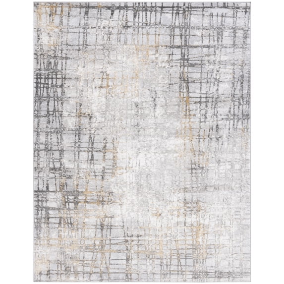 SAFAVIEH Meadow Roger Distressed Area Rug, Light Grey/Gold, 9' x 12'