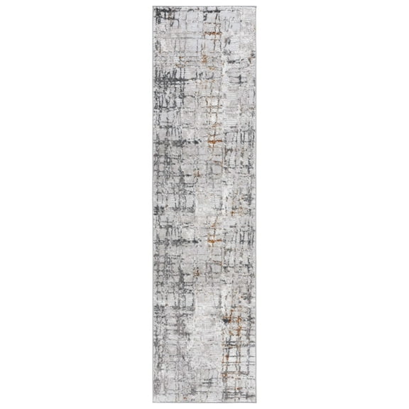 SAFAVIEH Meadow Roger Distressed Runner Rug, Light Grey/Dark Grey, 2' x 8'