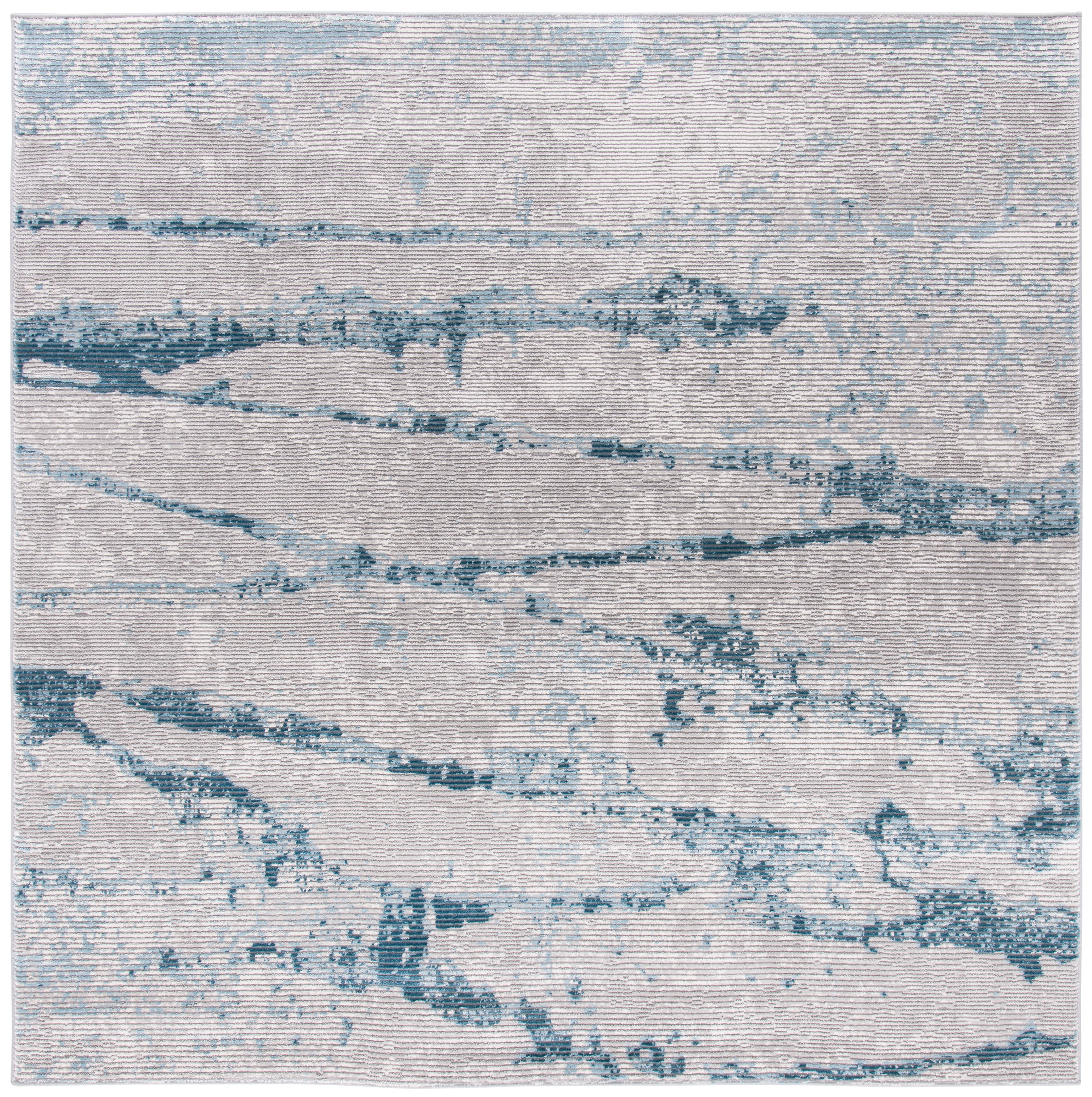 Contemporary Gray Square Synthetic Easy-Care Area Rug
