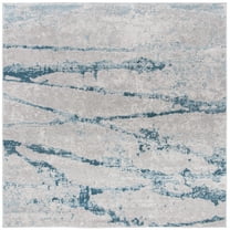 SAFAVIEH Meadow Vinal Wavy Marble Area Rug, Light Grey/Blue, 6'7" x 6'7" Square