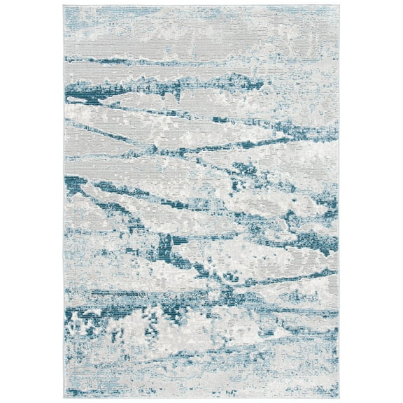 SAFAVIEH Meadow Vinal Abstract Area Rug, Light Grey/Blue, 8' x 10'